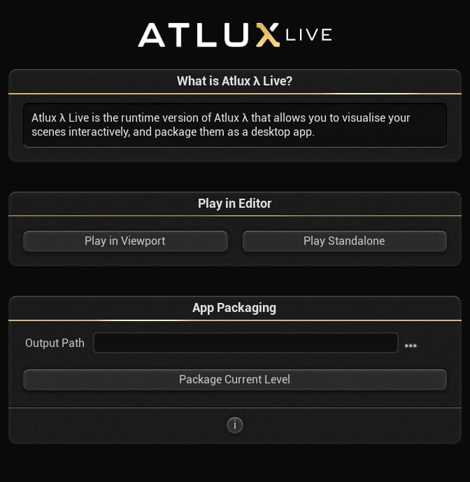 Atlux λ Interface Live for Unreal Engine
